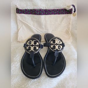 Tory Burch Miller Sandals Navy and Silver
